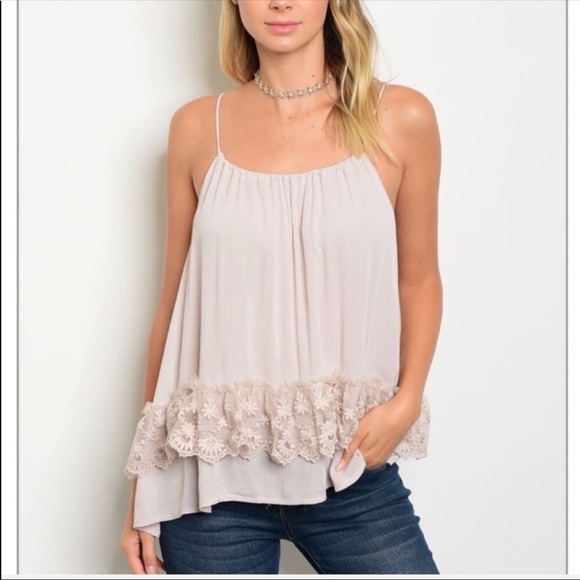 Trindy Clozet Boutique Tops - Ruffle Detail Spaghetti Strap Top
